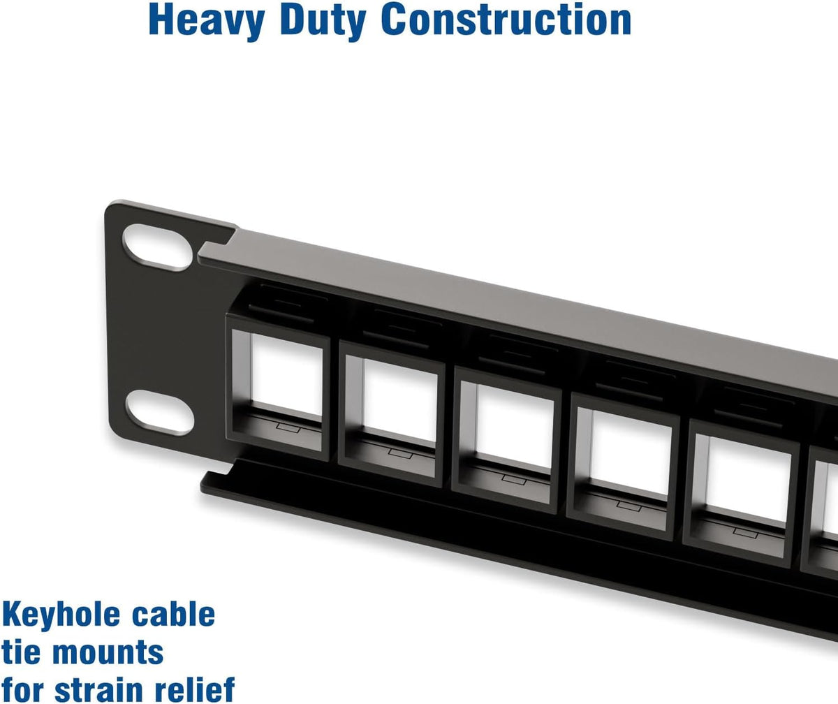 iwillink Blank Keystone Patch Panel 24 Port, Network Patch Panel 1U, 2-Pack