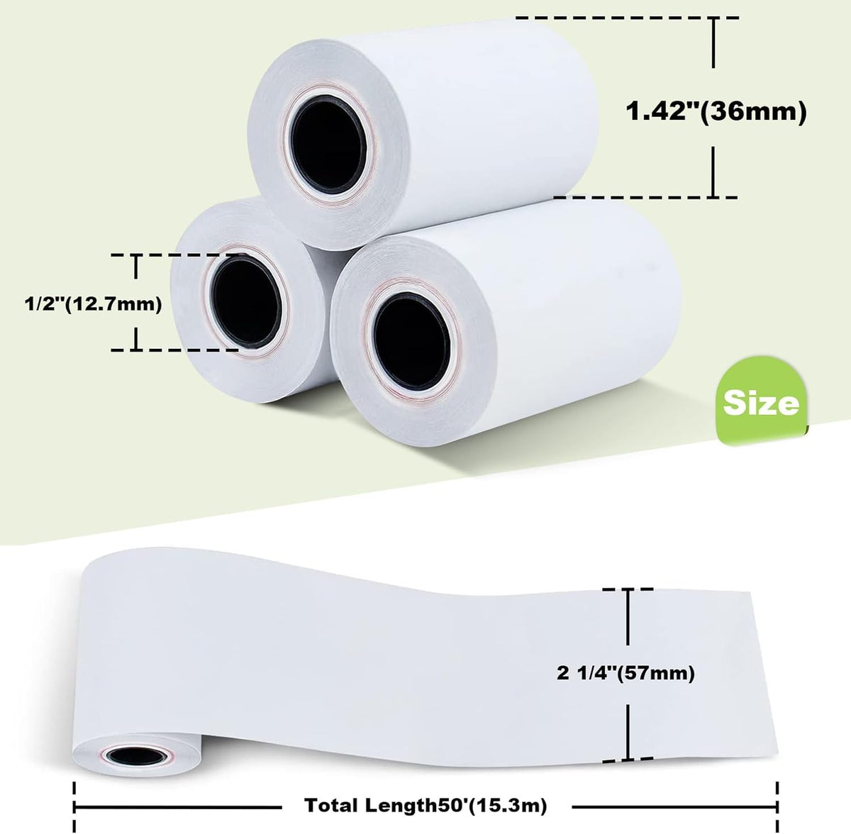 2 1/4" Thermal Paper Rolls - 50 Rolls of 2.25 x 50' Credit Card Receipt Paper, Compatible with Clover POS
