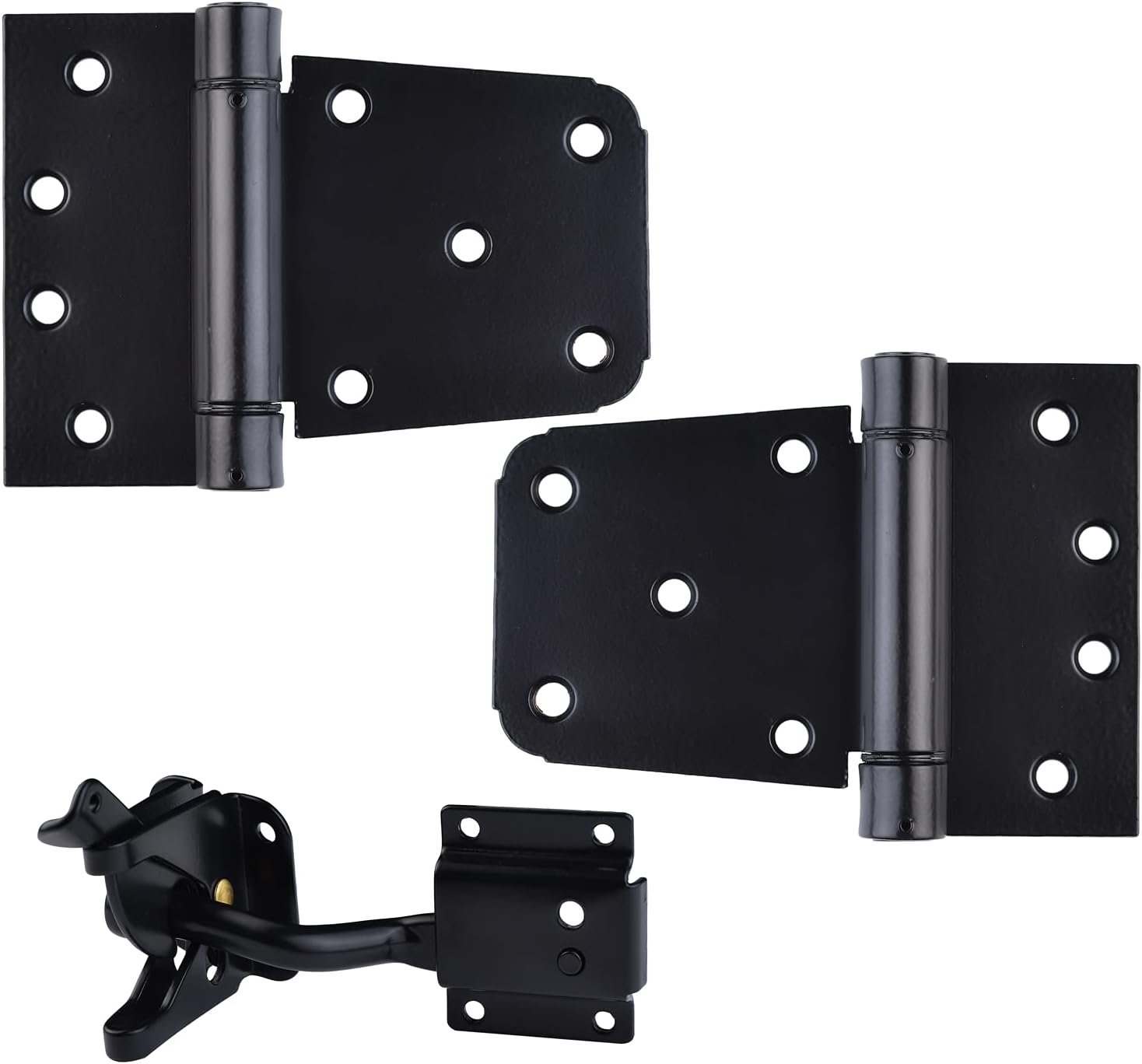 Self-Closing Gate Hardware Kit,1 Pack Self-locking Gate Latch and 2 Pack 3.5inch Heavy Duty Adjustable Spring Gate