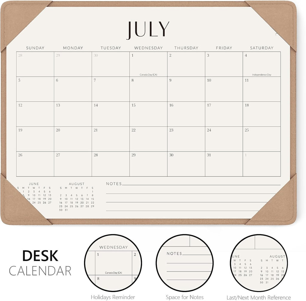 Desk Calendar 2026 - 2027 with Desktop Mat, Desk Pad Calendar From July 2026 to December 2027 14x10.5 inch, Desk