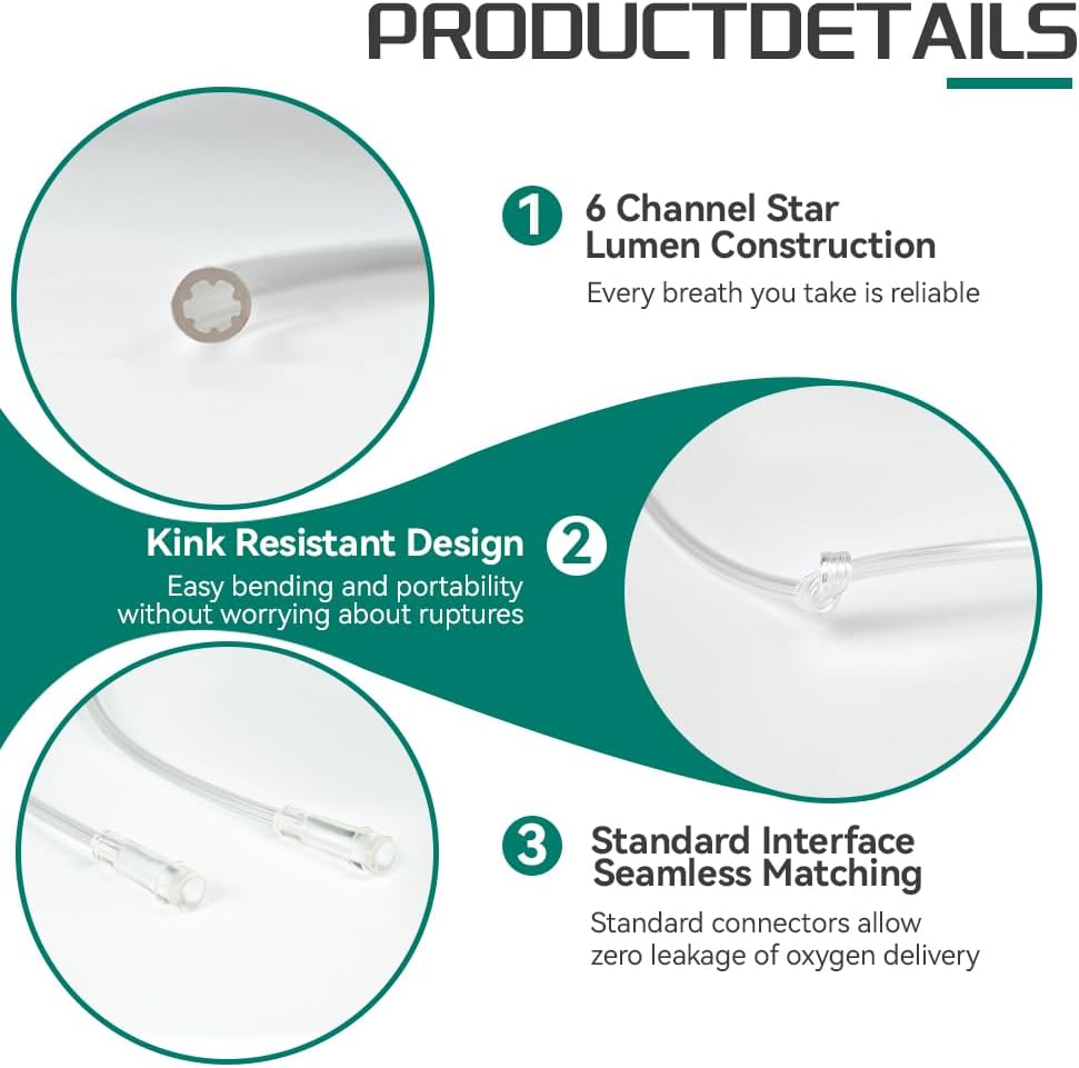 Humidifier Connector Adapter Tube for Oxygen Concentrator and Bubble Humidifier Bottles, Pack of 5 Tubes & 5