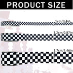 3 Roll Black and White Checkered Print Grosgrain Ribbon for Craft