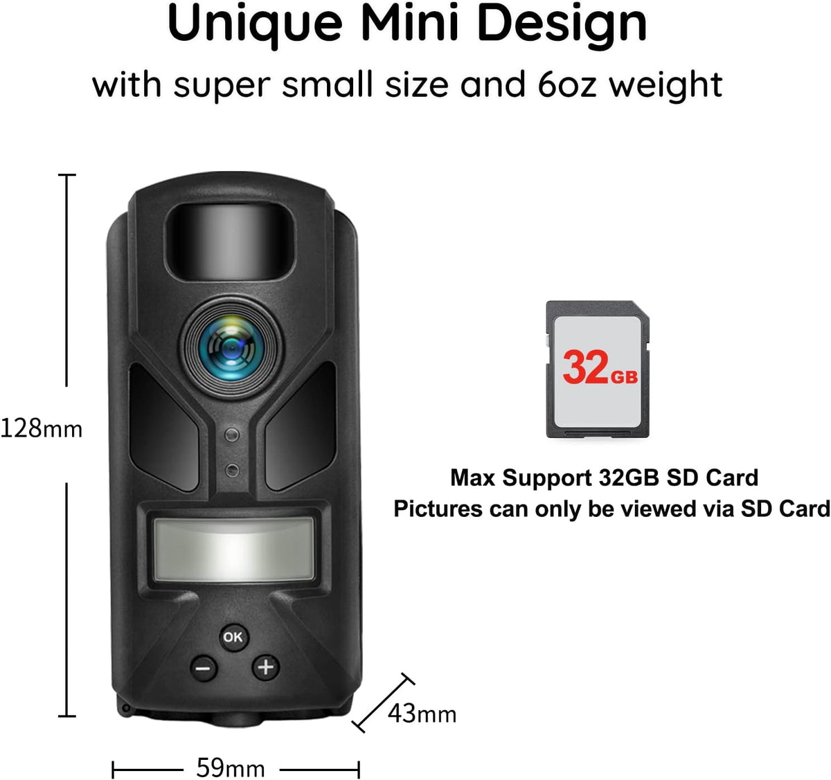 Game Camera 20MP Mini, 1080P Hunting Trail Camera with No Glow 940nm Night Vision, Motion Activated, IP66 Waterproof