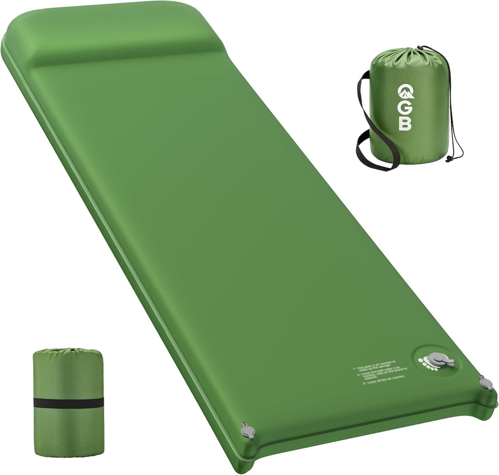Memory Foam Camping Sleeping Pad, Foldable and Portable Self-Inflating Camping Mattress Pad, 9.5 R-Value Insulated &