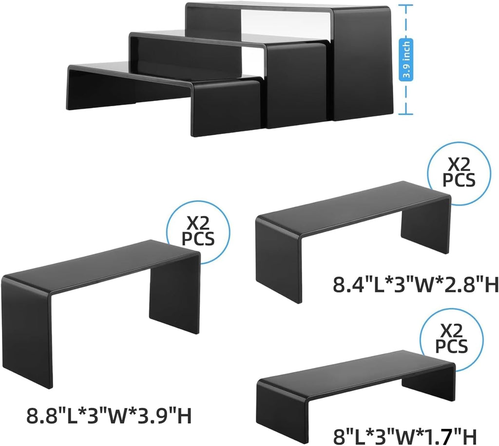12 Pcs 8'' Risers Display Stands, 3 Tiers 4mm Display Risers | Ideal for Collectibles Stand, Party Cake Dessert