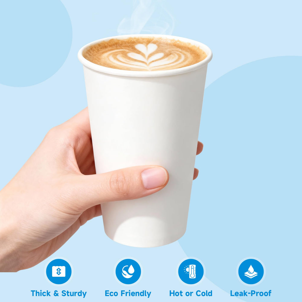 Disposable Paper Coffee Cups 16 oz 500 Pack