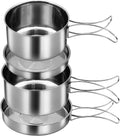 18/8 Stainless Steel Camping Cook Pot Set of 4 pcs | Camping Messware Kit, Backpacking Camping Cookware, Picnic