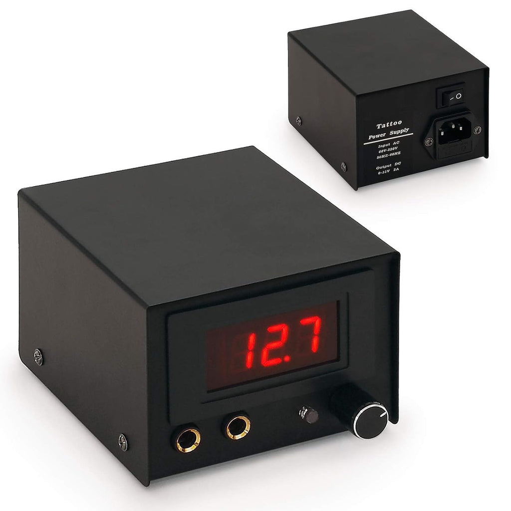 Digital Tattoo Power Supply Kit w/Flat Foot Pedal - Black
