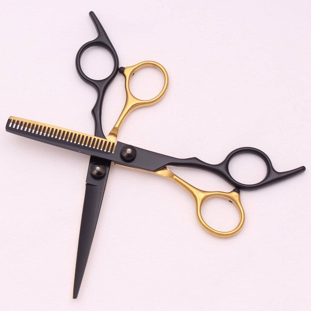6" Professional Hair Cutting & Thinning Shears Set with Straight Razor | All-in-One Complete Scissors Kit with Hair