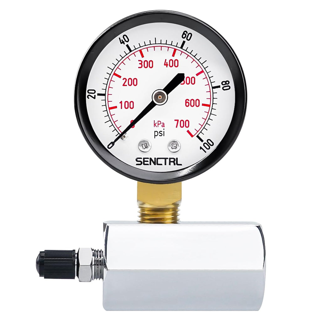 SENCTRL 0-100 Psi Gas Pressure Test Gauge, 3/4" FNPT Connection