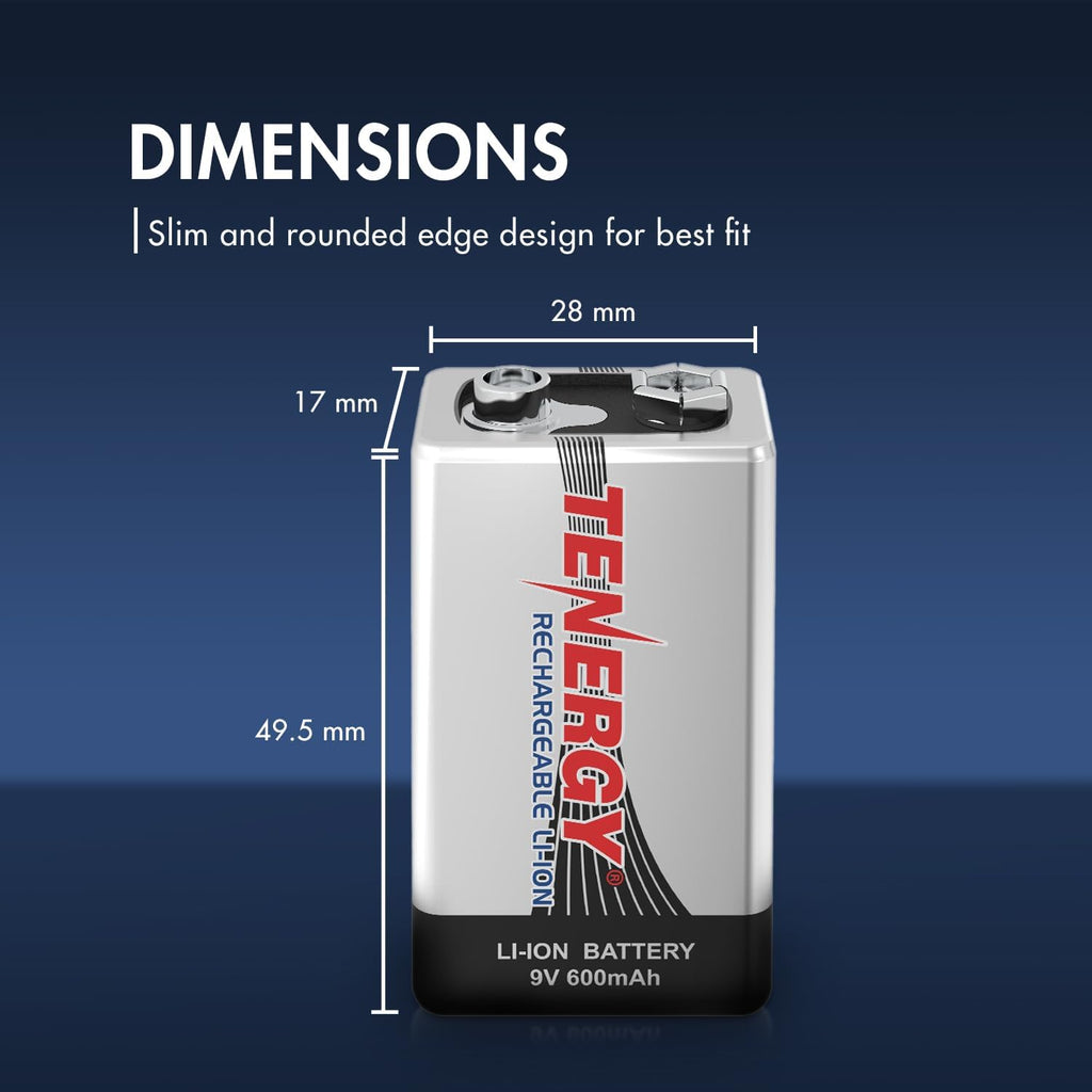 Combo: 4pcs 9V 600mAh Li-ion Rechargeable Batteries
