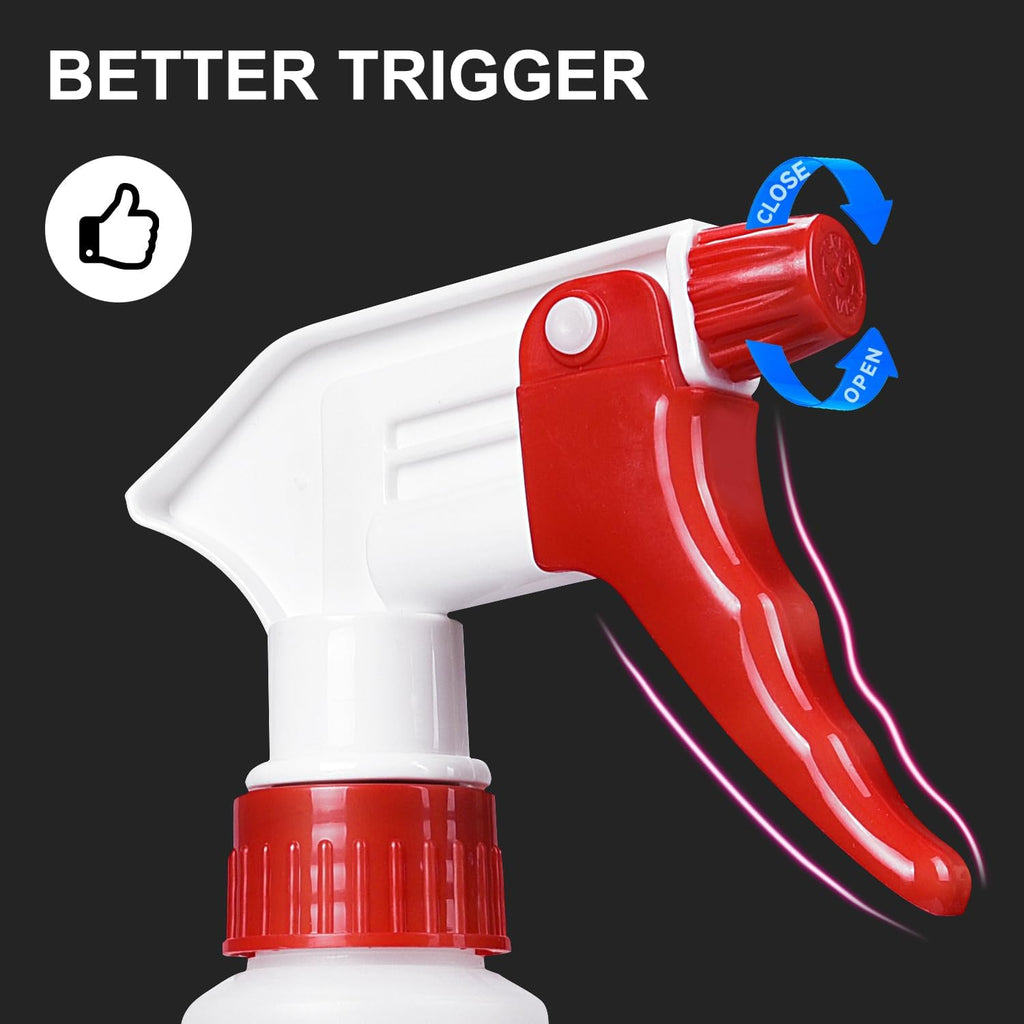 Plastic Spray Bottle (4 Pack, 16 Oz, All-Purpose) Heavy Duty Spraying Bottles Leak Proof Mist Empty Water Bottle for