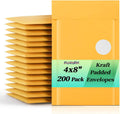 Bubble Mailers 4x8" 200 Pack Kraft Padded Envelopes Usable Size 4x7"