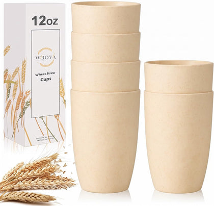 Wheat Straw Cups 6 PCS Good Alternative to Plastic Reusable Cups 12 oz Unbreakable Drinking Cup Reusable Dishwasher
