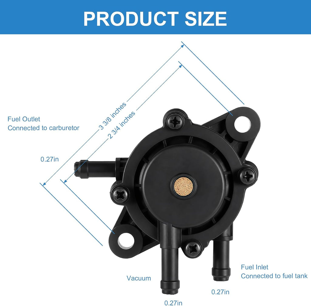 Fuel Pump Compatible with Kohler Briggs and Stratton Mikuni, Premium Fuel Pump for Lawn Mower Cub Cadet Golf Cart Club Car Fit John Deere Kawasaki Yamaha 808492 808656 with Filter and Oil Hose