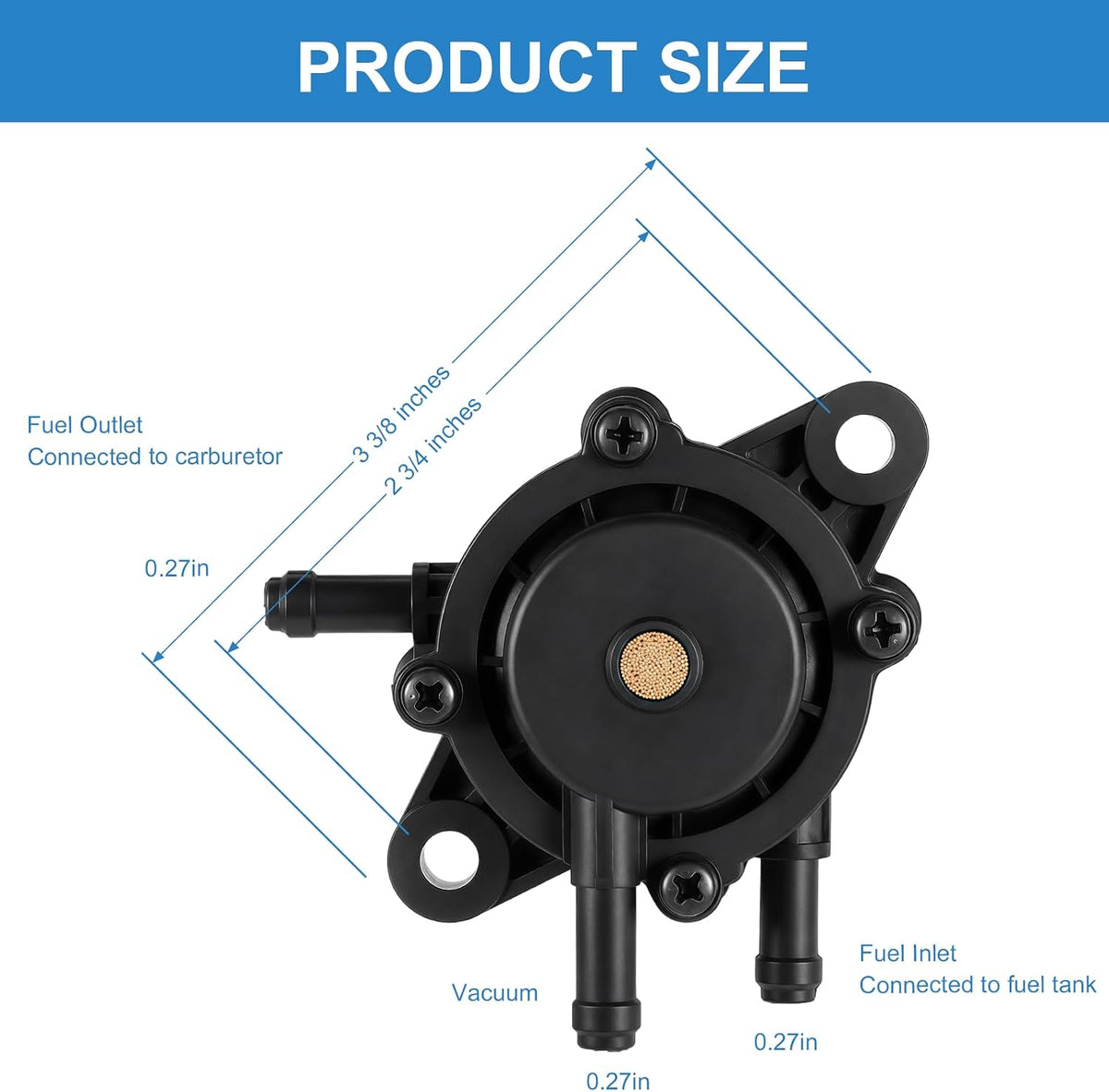 Fuel Pump Compatible with Kohler Briggs and Stratton Mikuni, Premium Fuel Pump for Lawn Mower Cub Cadet Golf Cart Club Car Fit John Deere Kawasaki Yamaha 808492 808656 with Filter and Oil Hose