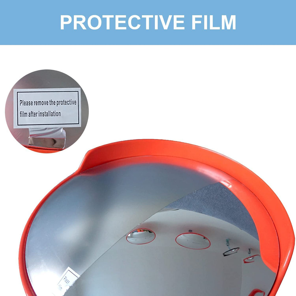 18" Convex Mirror for Pole, 18 Inch Orange Driveway Traffic Mirror for Blind Spot, Wide View Security Mirrors for