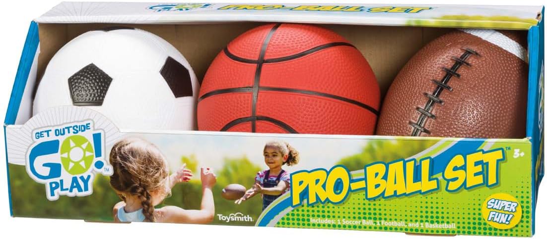 Get Outside Go Toddler Sports Ball Set, Multicolor, 3 Pack | Soccer Ball, Football and Basketball, Small Hands