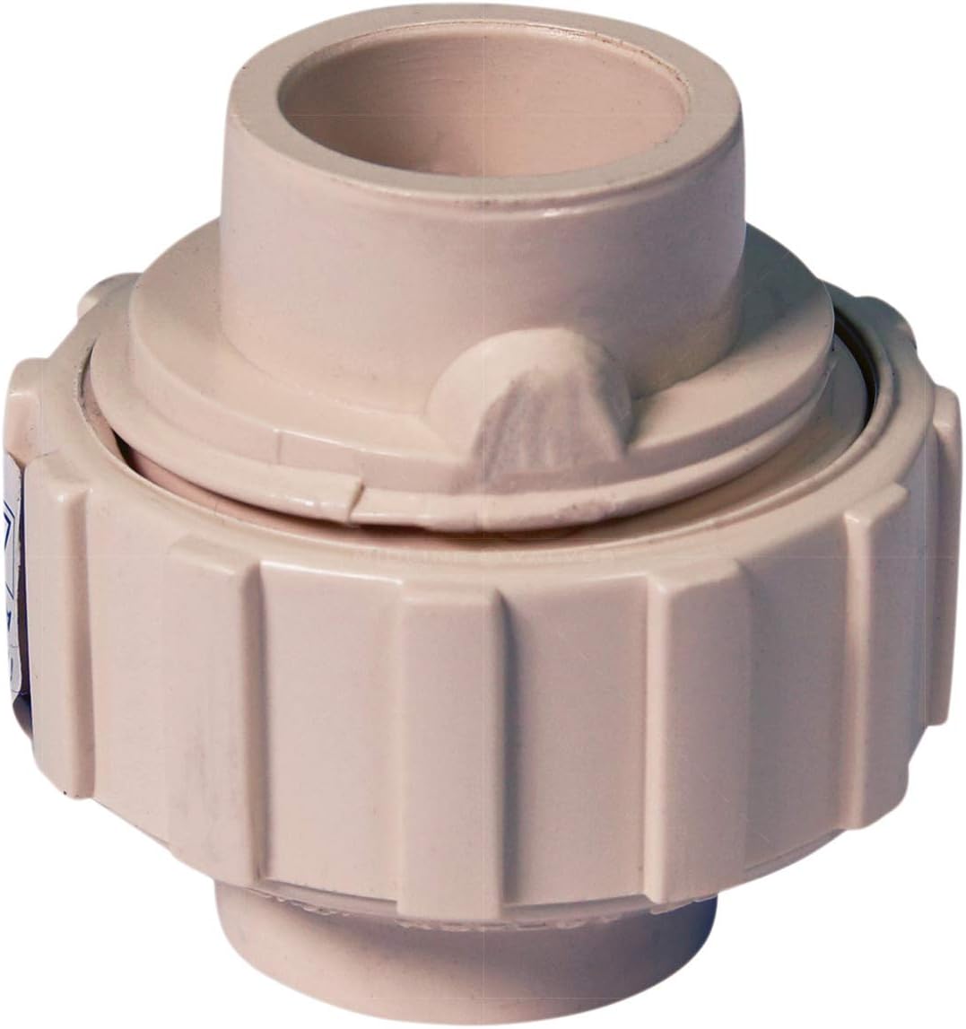 Midline Valve 577T34 CPVC Union Coupling Pipe Fitting 3/4'' Solvent Connections Plastic, Tan, Bone Color