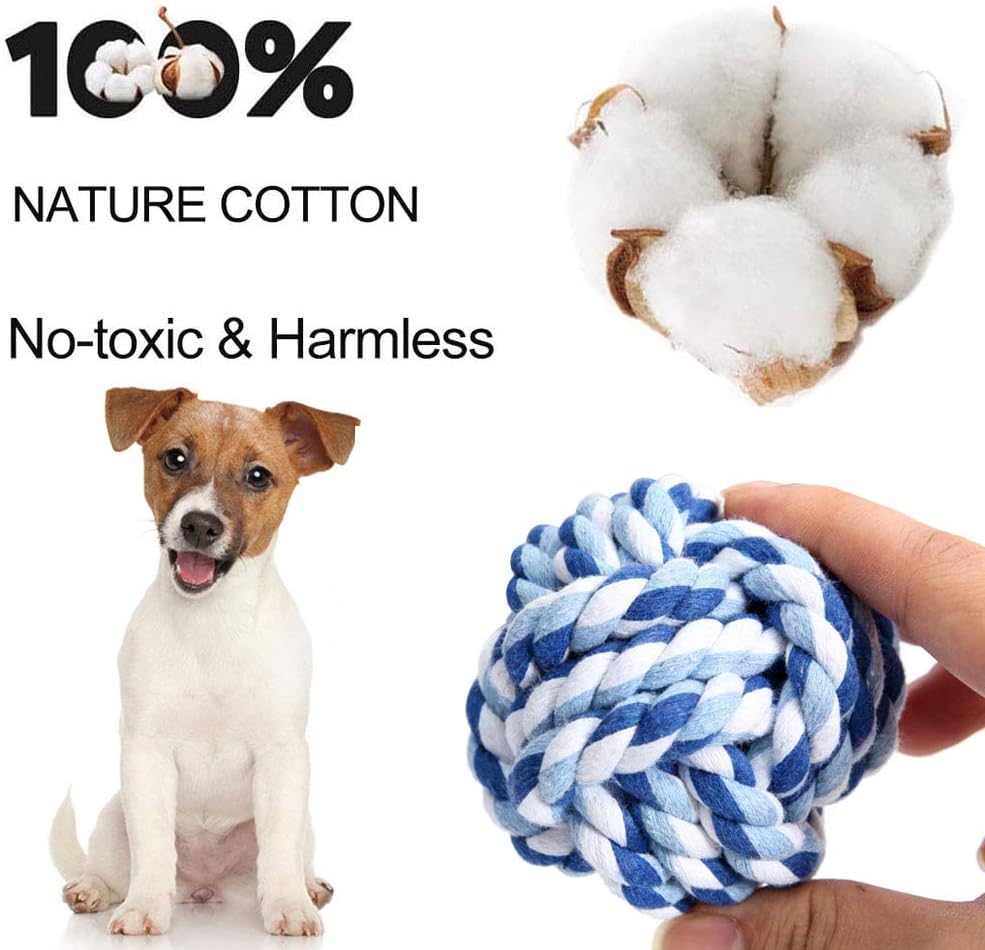 Dog Rope Ball 2Pack - Medium Breeds Knot Ball Rope Toys for Puppies to Medium Dogs, Teething Chewing, Tug and Boredom