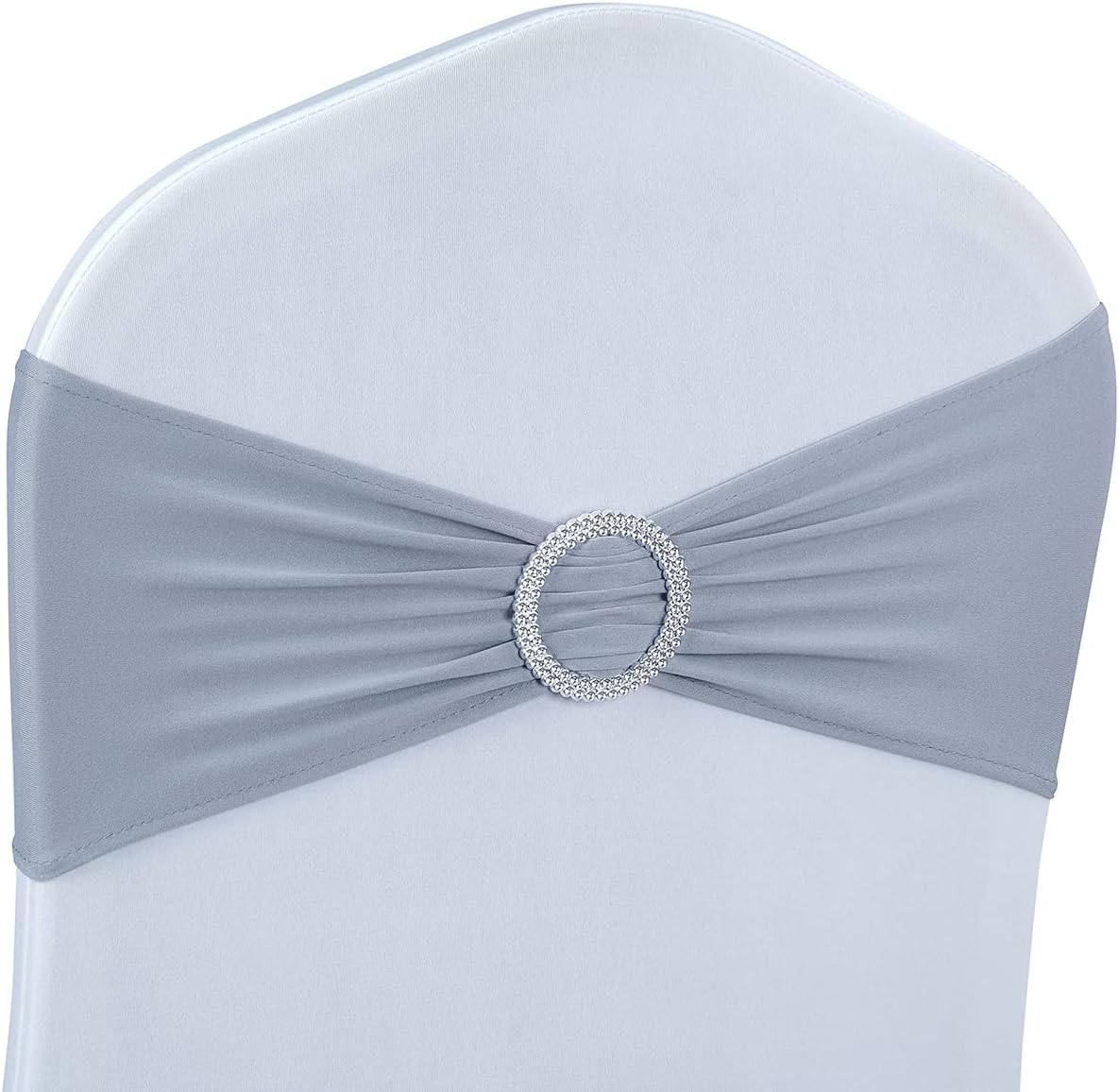 50PCS Spandex Chair Sashes Bows with Buckle for Wedding Deco, Grey