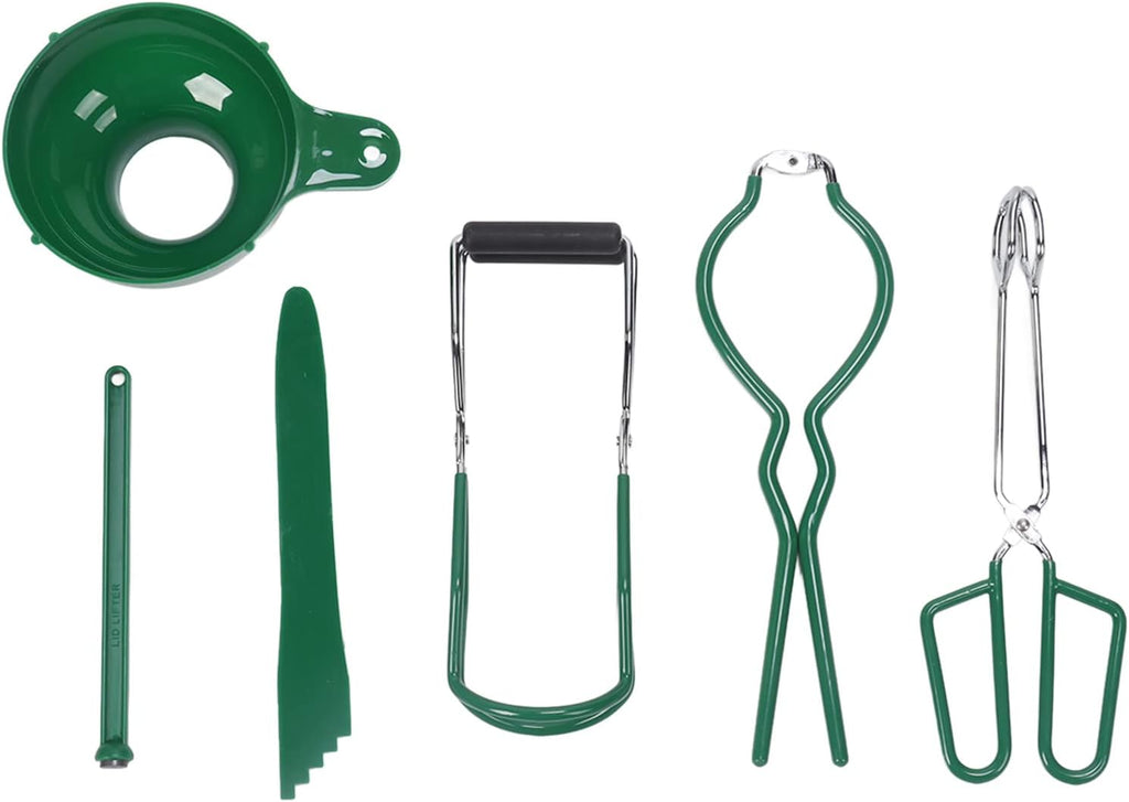 6 Pcs Canning Kit - Canning Funnel, Tong, Bubble Popper, Jar Wrench, Lifter & Magnetic Lid Lifter for Home Jam Making