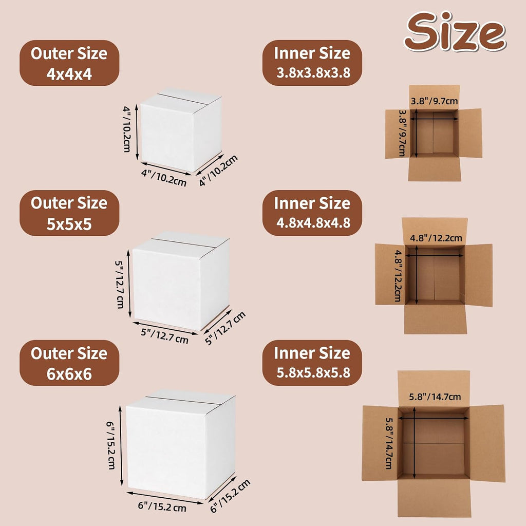 30 Packs White Assorted Sizes Shipping Boxes of 6x6x6, 5x5x5, 4x4x4