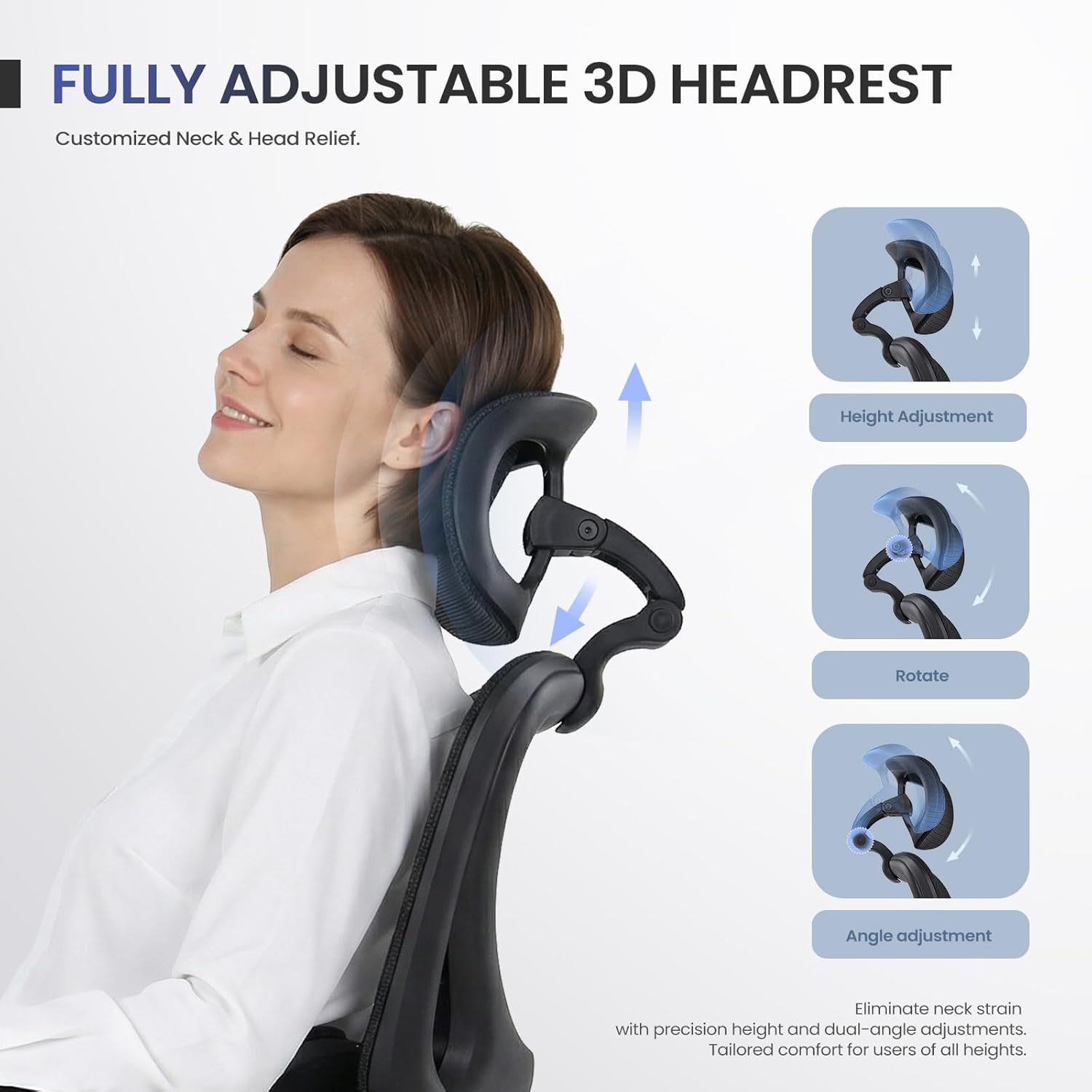 Ergonomic Mesh Office Chair with Footrest, Executive High Back Computer Desk Chair with 3D Adjustable Headrest &