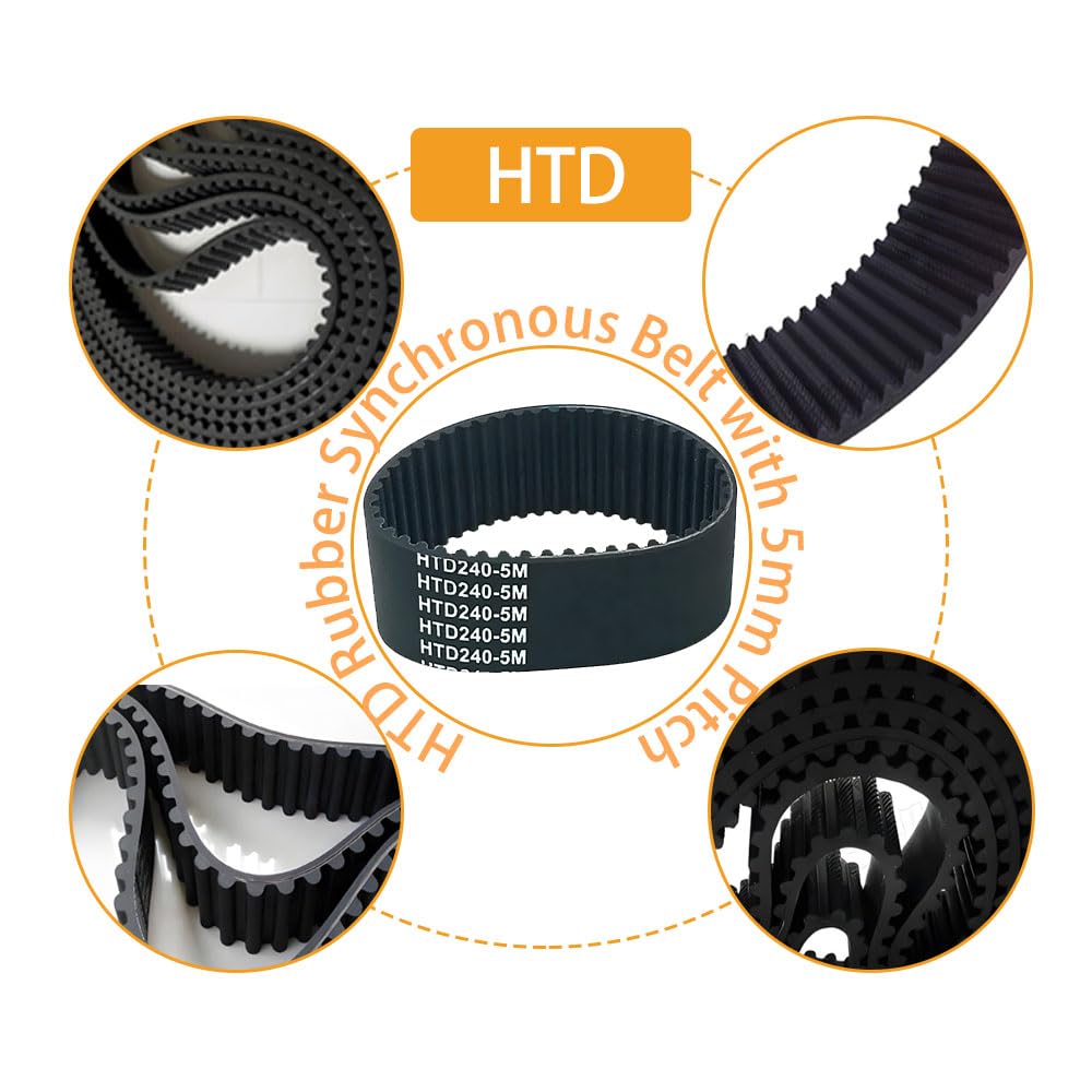1x HTD405-5M Rubber Timing Belt, 12mm Width with Fiberglass Cord & Nylon Tooth Facing for Industrial Drives