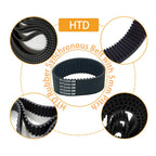 1x HTD405-5M Rubber Timing Belt, 45mm Width with Fiberglass Cord & Nylon Tooth Facing for Industrial Drives