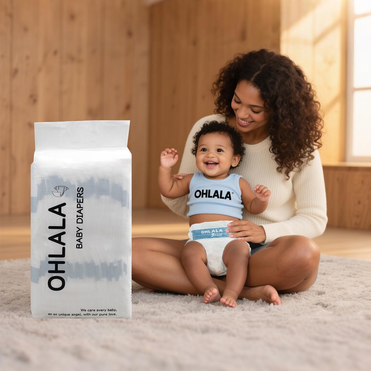 Luxury Diapers Size 1 136 Count 8-14 lbs Hypoallergenic Skin-Friendly & Leakproof Fragrance-Free Ultra-Thin 2 Pack