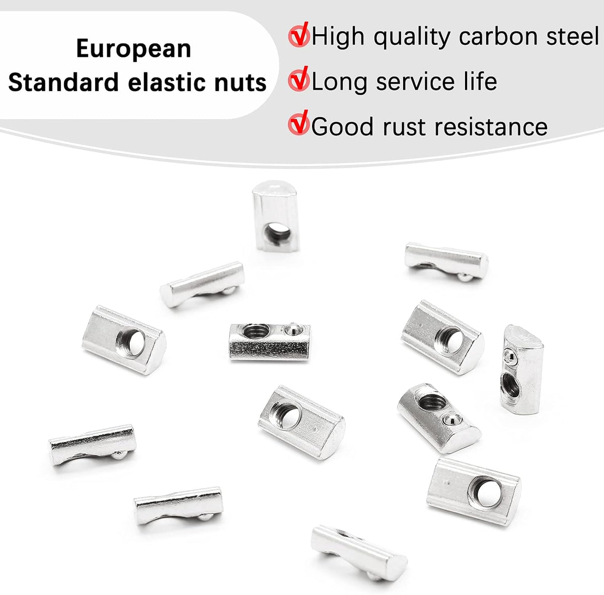 2020 Series M5 Half Round Roll in Spring T Nuts, 50 Pcs