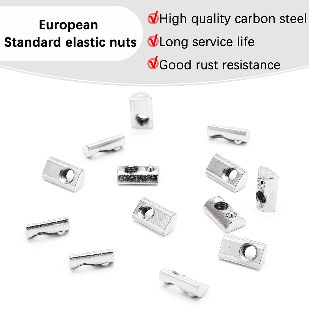Rierdge M5 Half Round Roll in Spring T Nuts, 100 Pcs