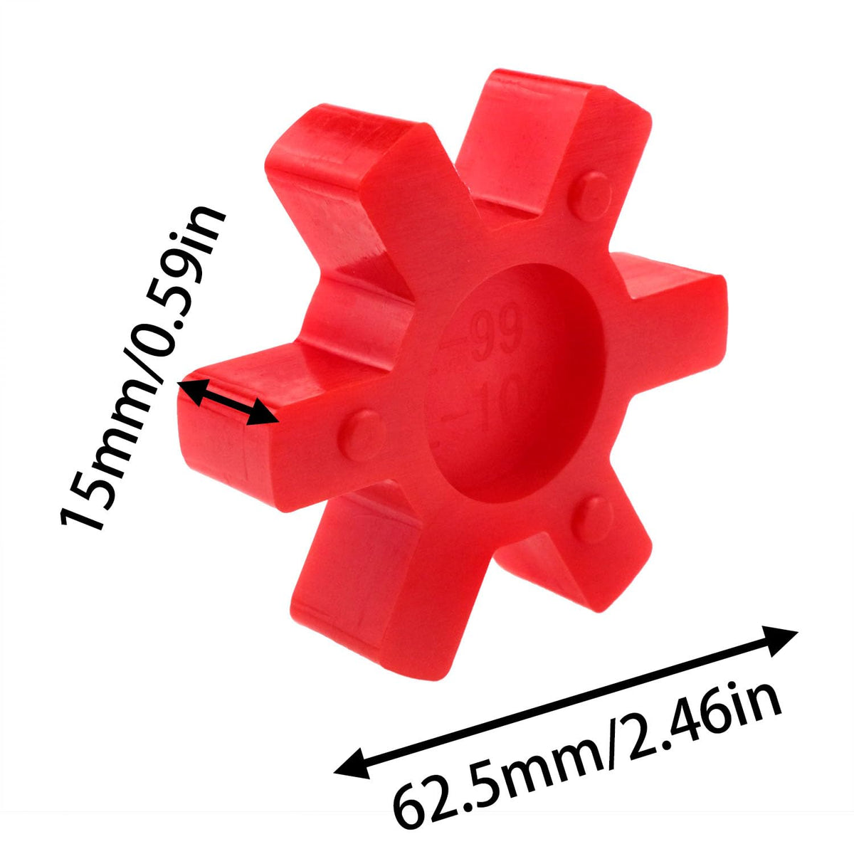 Rubber Spider Insert Solid Spider Center Inserts Polyurethane Material for Coupling Group Mechanical Equipment Red 2PCS