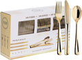 300PCS Gold Plastic Silverware, Disposable Plastic Cutlery/Utensils