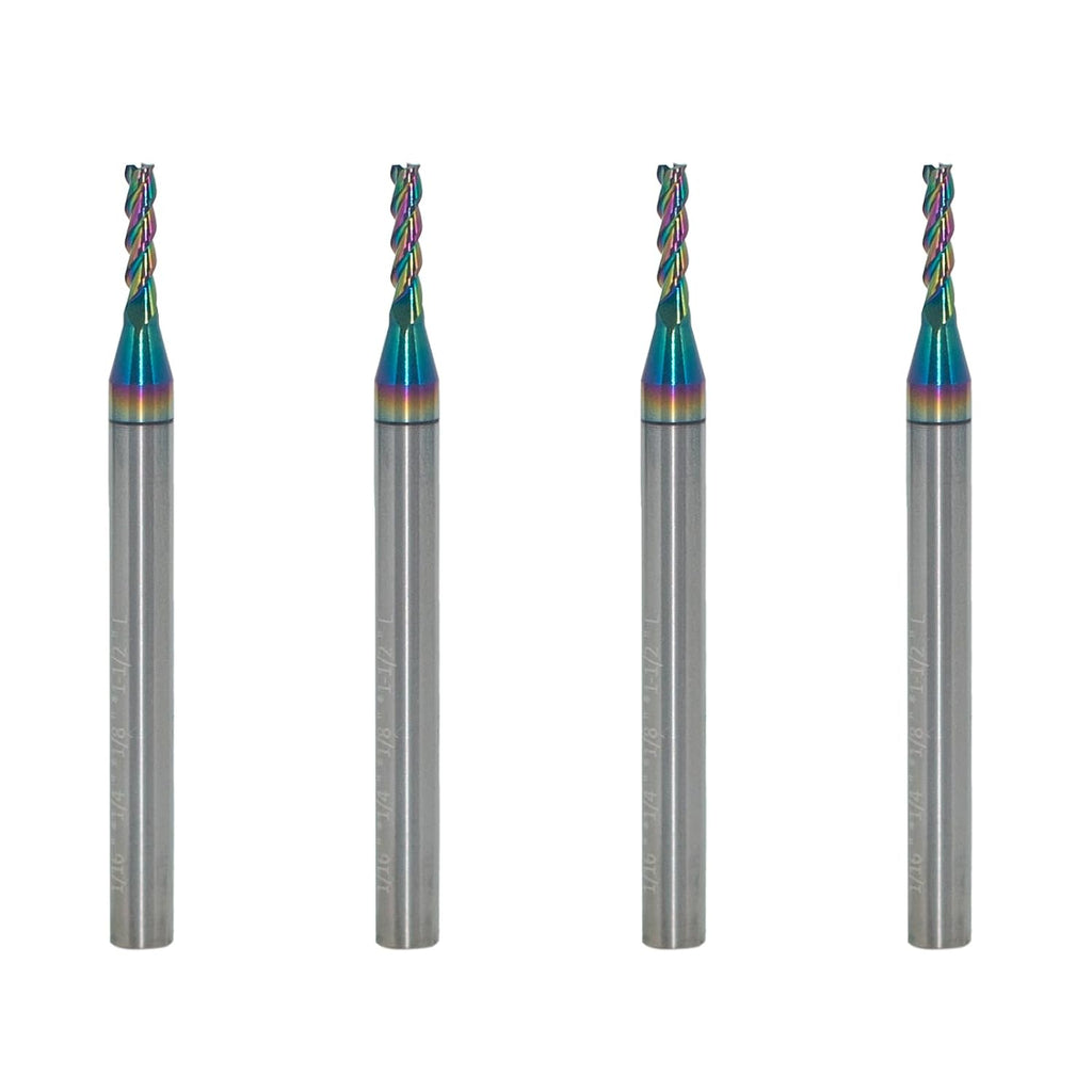 1/16" Carbide Square End Mill, 3 Flute, DLC Coating, 4 Pcs