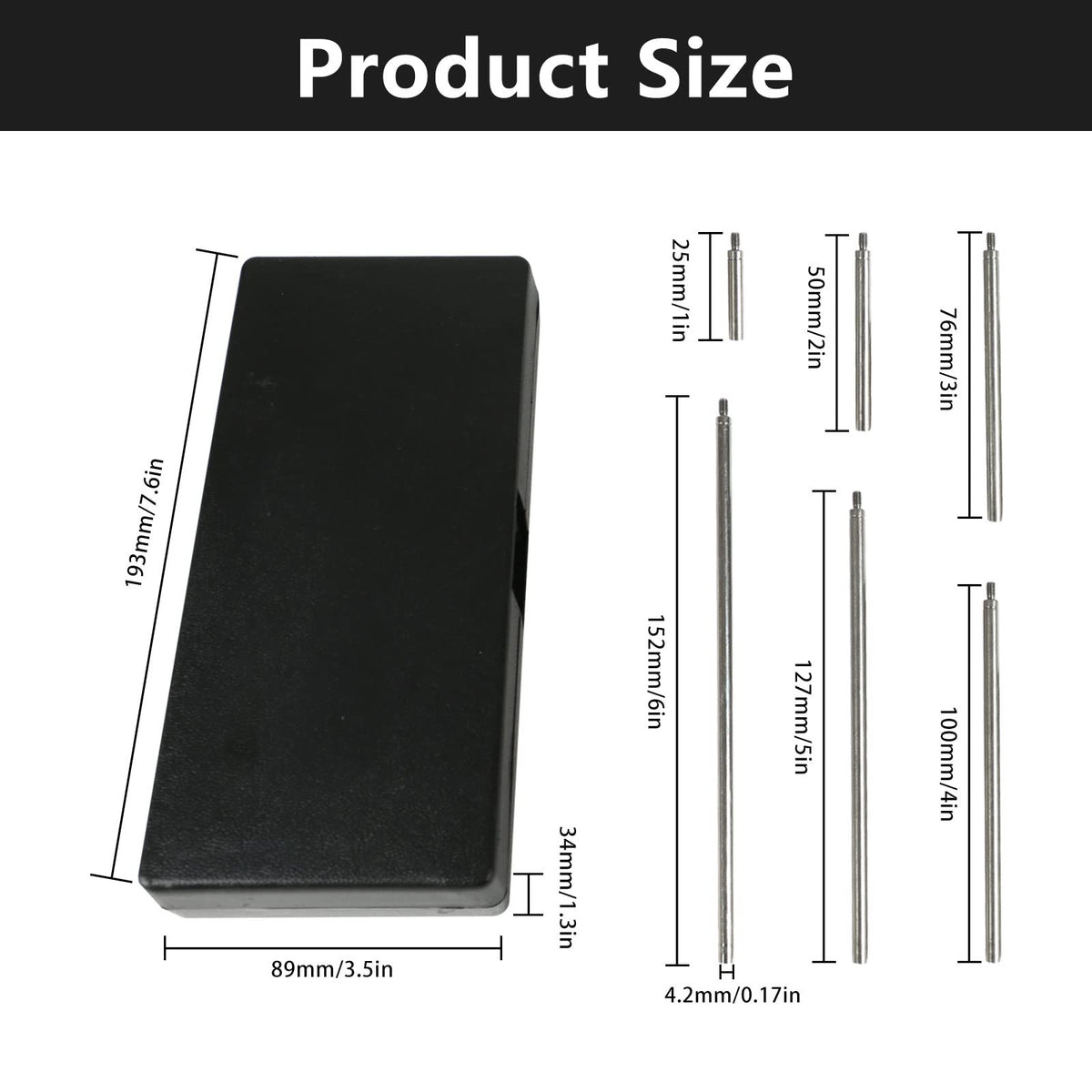 Dial Indicator Extension Stem Rod, 6 Pieces, 4.2mm Diameter