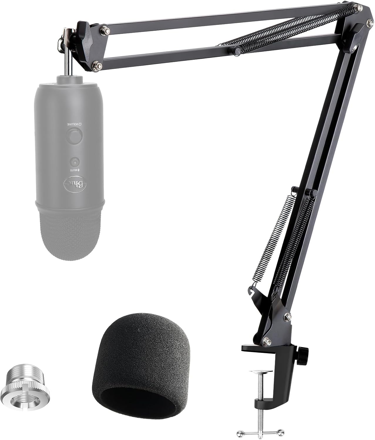 Blue Yeti Microphone Stand with Foam Cover - Suspension Boom Scissor Arm Stand and Mic Windscreen Pop Filter