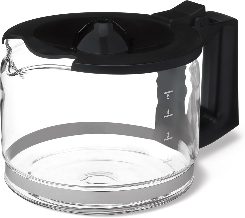 5-Cup Glass Replacement Carafe for Coffee Maker, Comfort-Grip Handle, Dripless Spout, Black