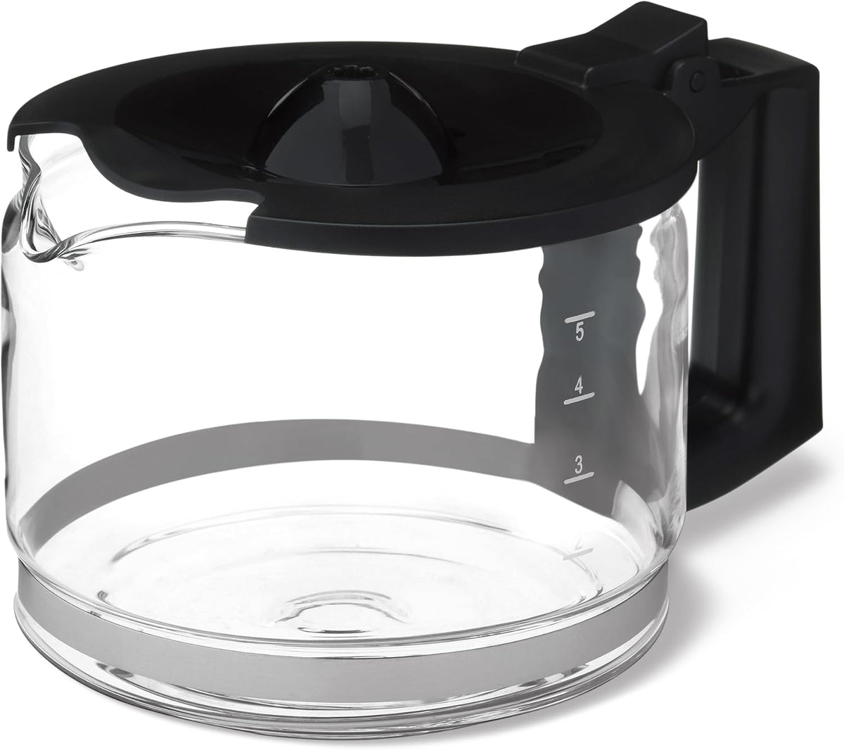 5-Cup Glass Replacement Carafe for Coffee Maker, Comfort-Grip Handle, Dripless Spout, Black