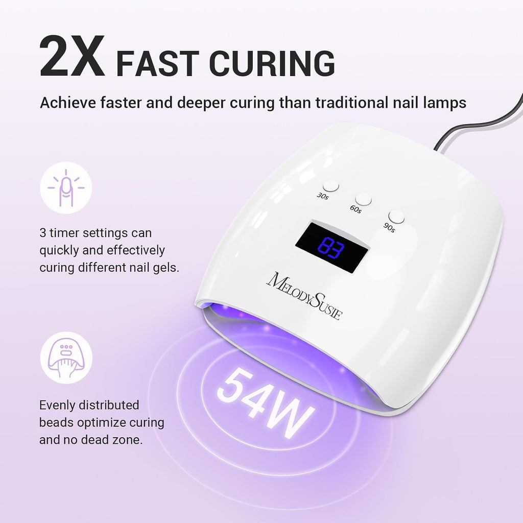 Detachable Base UV/LED Nail Lamp P-Plus30I for Hard Gel | 54W, 3 Timer Settings, Smart Sensor, LCD Display, 30 UV/LED