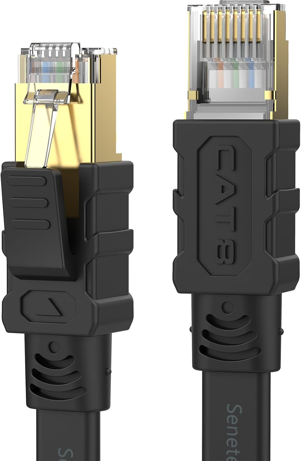 Cat 8 Ethernet Cable 50FT, 40Gbps Flat RJ45 LAN Network Cable | Flat shielded Cat 8 cable supports 40Gbps/2000MHz for
