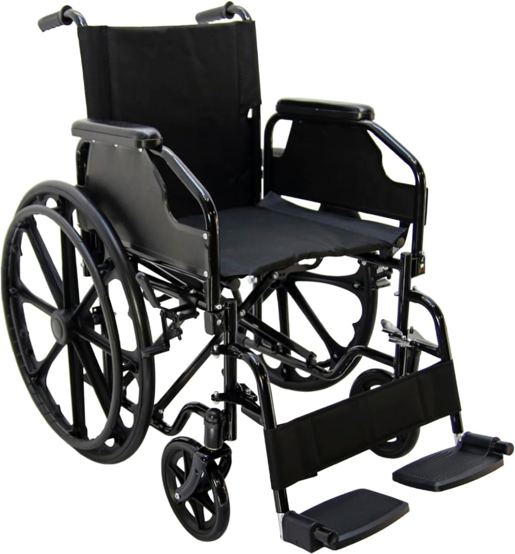 Wheelchairs for Adults Lightweight Foldable, 18" Seat Wheelchair, Flip-Up Arms & Removable Footrests, Portable