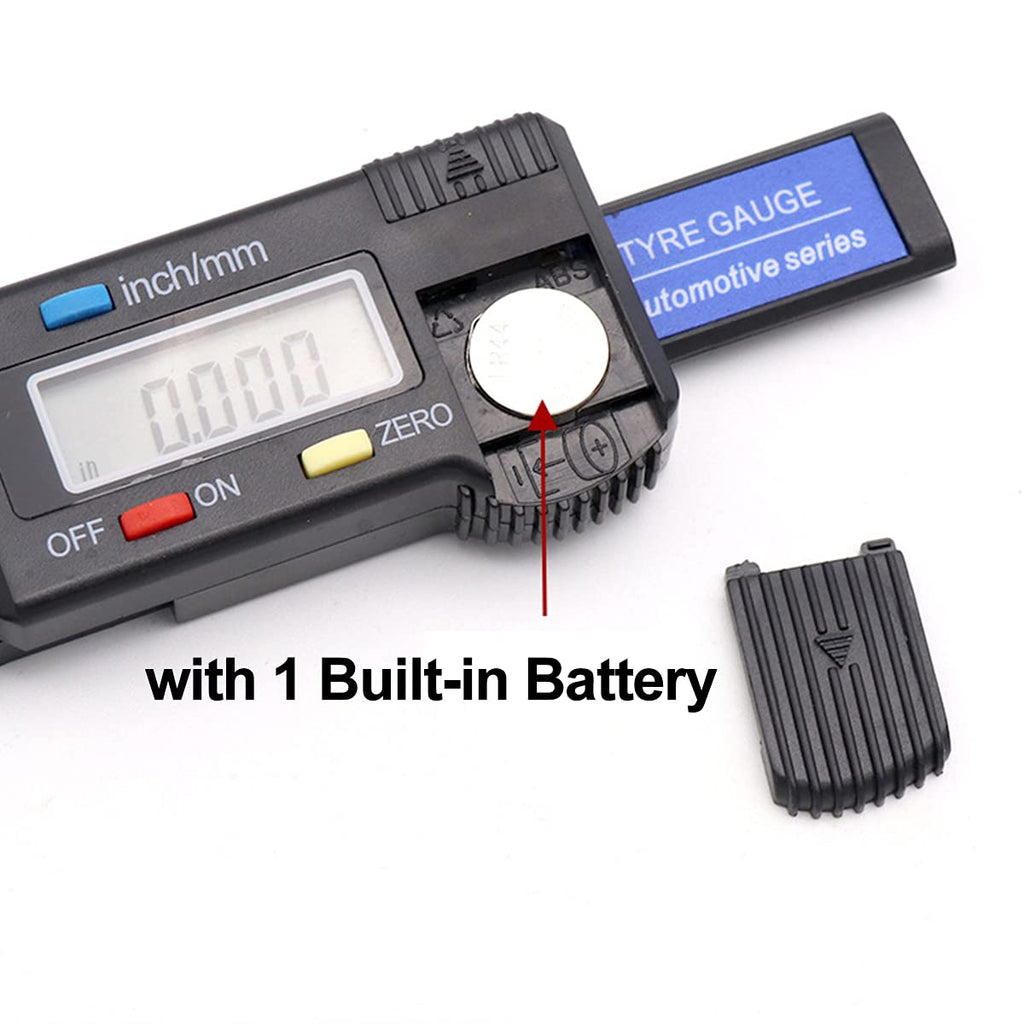 Digital Tire Tread Depth Gauge with LCD Screen, 0-1" Tread Checker, Black