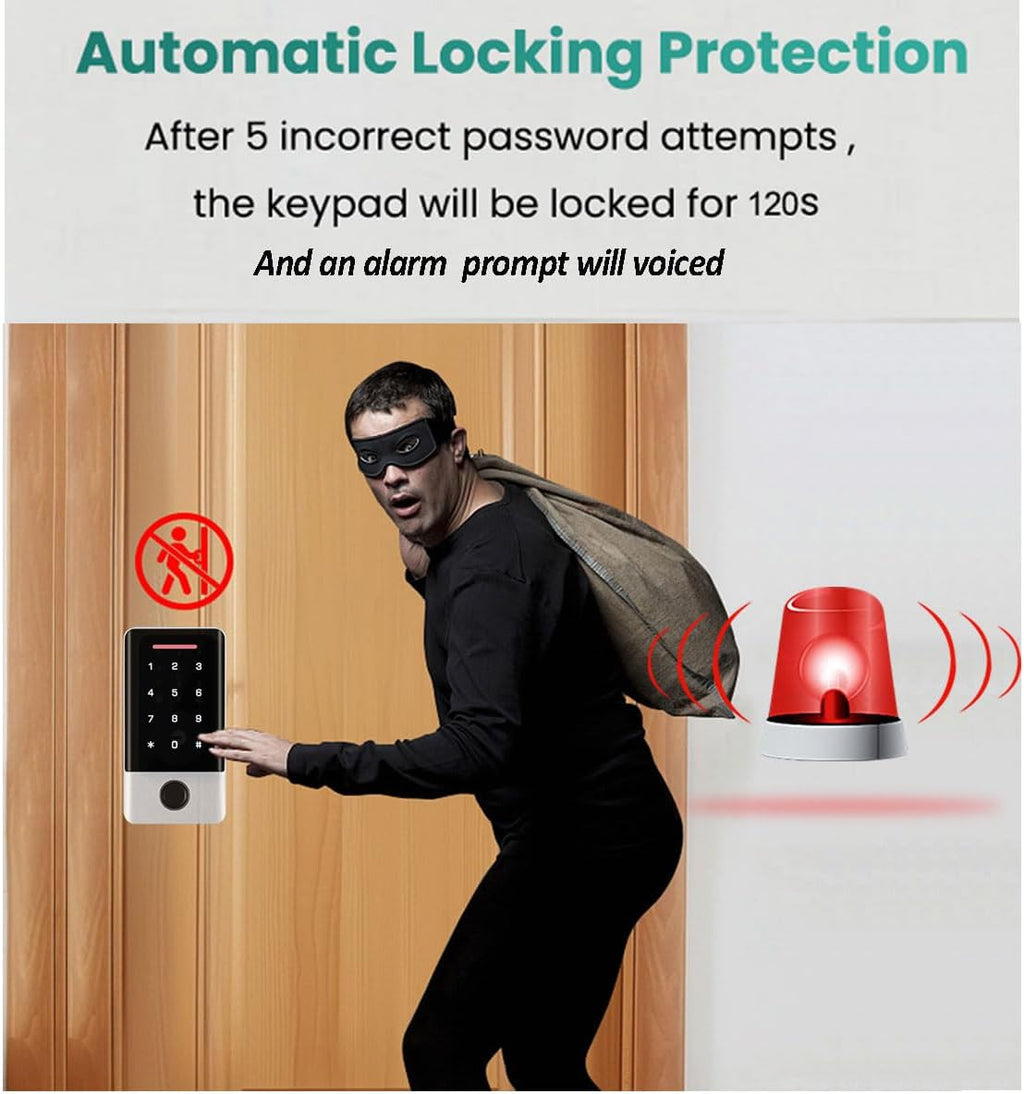 Wireless Bluetooth TTLock APP Access Control System, Fingerprint Password IC Card Metal Stand-Alone Door Entry Keypad