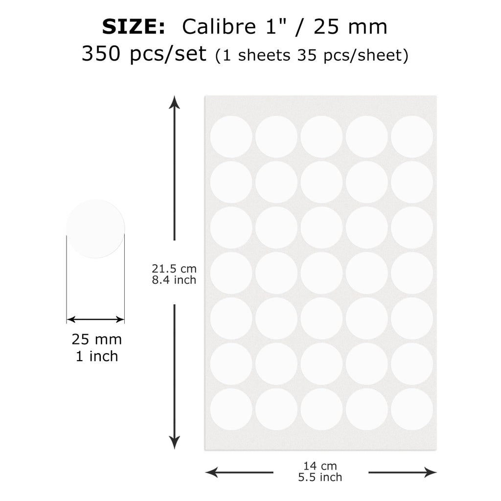 White Round Stickers 1 Inch Removable Vinyl Dot Labels 350 PCS