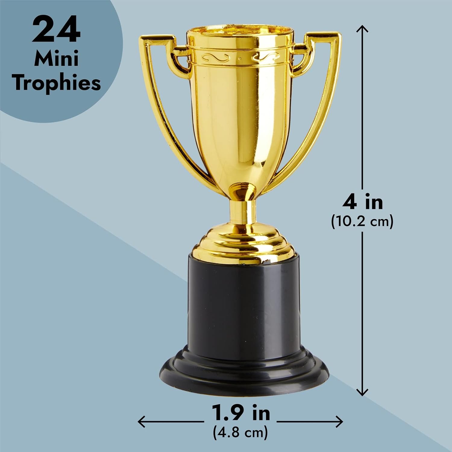 Mini Trophies Bulk - 4 in, Gold-Plated Plastic, 24-Pack - Trophies for Kids & Adults - Sports, School & Party Awards