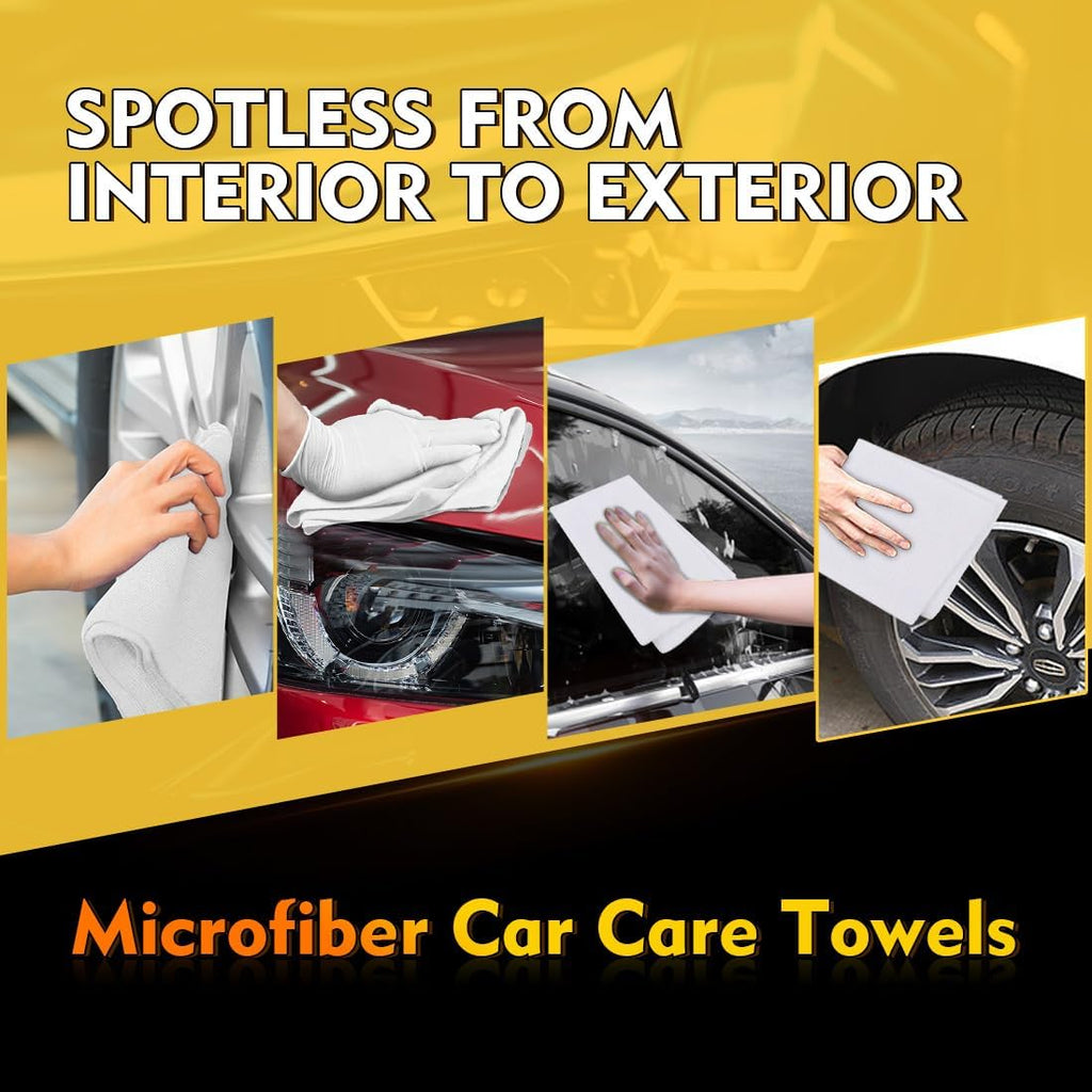 White Microfiber Cleaning Cloths 100 Pack, Reusable Cleaning Rags Shop Towels - Bulk Multipurpose Microfiber Towels