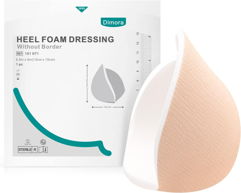 Heel Foam Dressing, Non-Adhesive Hydrophilic Pads, Highly Absorbent 5.5 x 4 in Pack of 5 Waterproof Dressing for