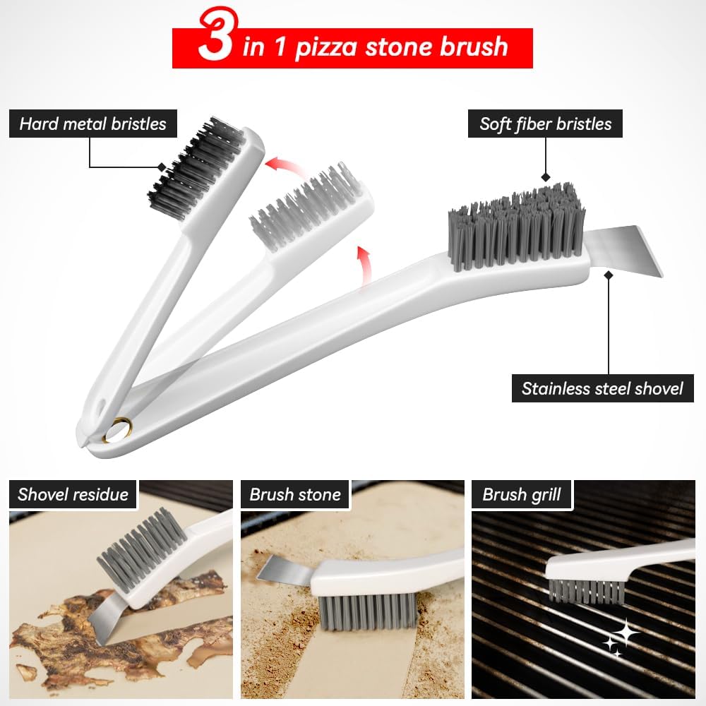 16'' Cordierite Pizza Stone for Oven and Grill with Pizza Peel Set